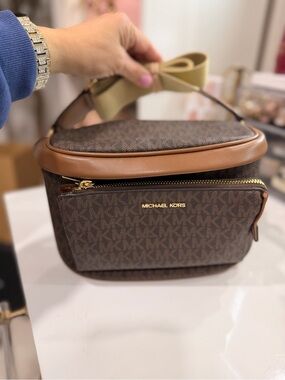 Michael Kors Brown Logo Belt Bag with Tan Trim
